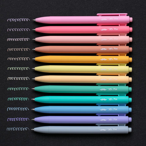 Mr. Pen 12 Pack Retractable Gel Pens, Assorted Colors, Fast Dry, Fine Point 0.7mm, Cute Aesthetic Pens
