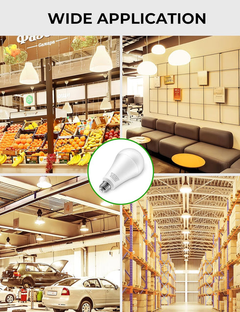 300 Watt Equivalent Light Bulb, 33W Super Bright Garage Light Bulb, A23 LED E26 Warm White - 2-Pack