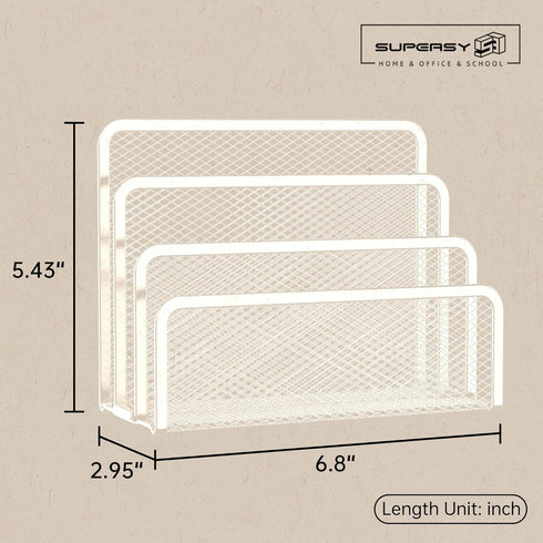 SUPEASY Mail Organizer, Desktop File Holder with 3-Slot, Mesh Metal Countertop Letter Sorter for Office