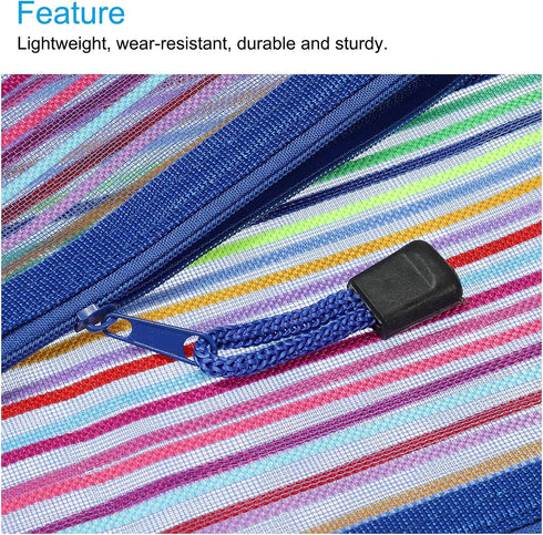 MECCANIXITY Mesh Zipper Pouches, A5 Colorful Pencil Case Storage Organizer, Blue Pack of 6