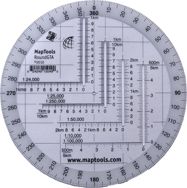 Round Military Coordinate Scale and Protractor - Precision Measuring Tool