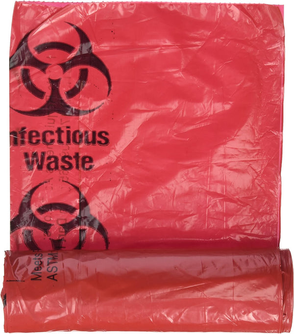 Medical Action Industries Medical Action Infectious Waste Bag, Red, 3 Gallon, 14.5" x 19", 20/Roll