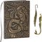 Unlined Journal - A5 Blank Sketchbook with Dragon Brass 3D-Embossed Art Pattern, 8.4" x 5.7", 100 Sheets, 200 Pages,