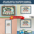 Decorably 112 Pcs Boho Bulletin Board Decorations Set with Borders for Classroom Decor, Boho Rainbow Bulletin Board