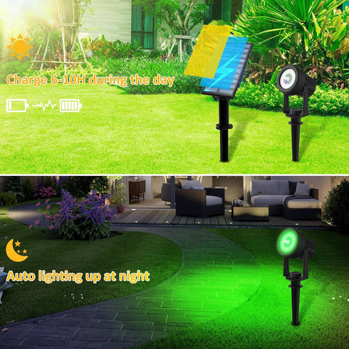 9.8ft IP65 T-SUNUS RGB Solar Spot Lights Outdoor, Color Changing Landscape Light with Separated Panel Cable Waterproof