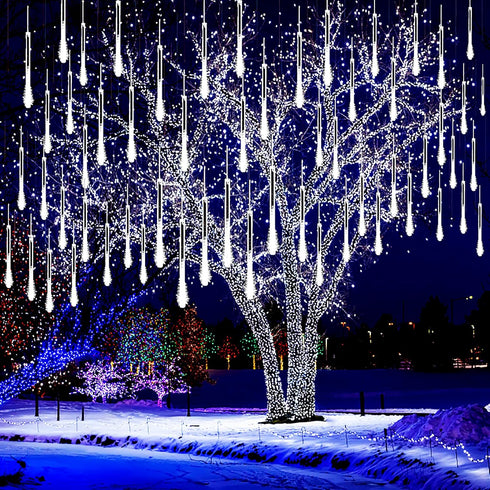 Kwaiffeo Christmas Lights Outdoor, 8 Tubes Meteor Shower Lights LED Snow Falling