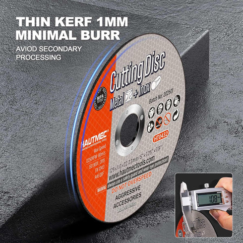 HAUTMEC 5 Inch Cut Off Wheels, 20 Pack - 5" x .04" x 7/8" Thin Metal Cutting Discs for Angle Grinder