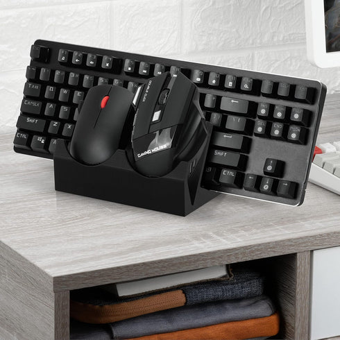 BRAINWAVZ Desktop Keyboard & Dual PC Mouse Stand Holder, Suitable for Small or Large Keyboards, Organize Your Work Space