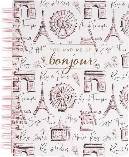 Graphique Medium Vegan Leather Spiral Journal - Meet Me in Paris, 192 Lined Pages, 6" x 8"