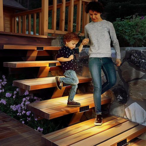 24 Garden(6 Pack, SOLPEX Solar Step Lights for Outside, LEDs Solar Stair Lights Outdoor Waterproof Decor for Porch