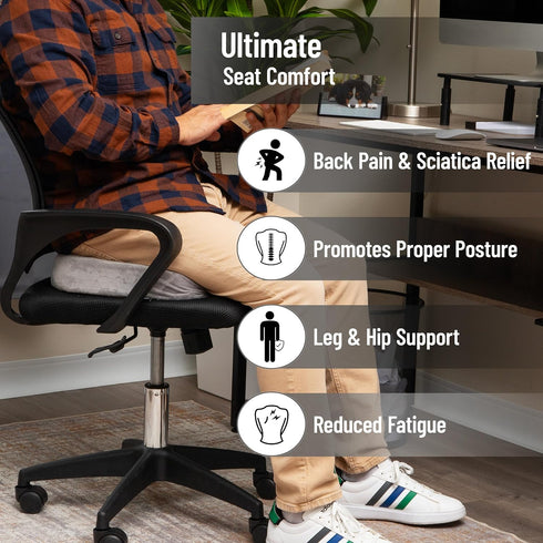 Tailbone Mind Reader Memory Foam Seat Cushion with Air-Cloud Technology, Ergonomic Pressure Relief for Office Chair