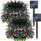 Dazzle Bright 2 Pack Total 400LED 132FT Multi-Colored Christmas Solar String Outdoor