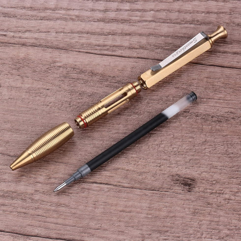 SMOOTHERPRO Solid Brass Wide Grip Click Push Retractable Gel Pen, Compatible with Pilot G2 Refill