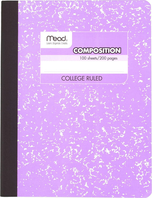 Mead Composition Book, 6 Pack of Cute Notebooks, College Ruled, Hard Cover, 100 sheets (200 Pages), Pastel Color
