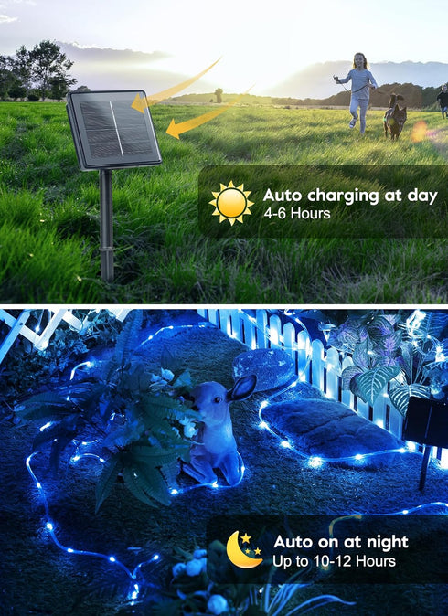 2 Pack 78FT 200 8 Brightown Solar Christmas Lights Outdoor Waterproof, Total LED Solar Rope Lights with Modes