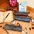 Full Grain Leather Zippered Pencil Case - Rustic Town Pen Holder for Office Use