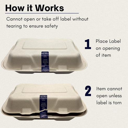 Tamper Evident Tape, 500 Tamper Proof Stickers for Increased Security During Delivery, Navy Blue Safe Food Seal