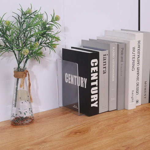 Clear Bookends for Heavy Books - 8pcs Acrylic Book Shelf Organizer for Desk, Plastic Heavy Duty Book Holders