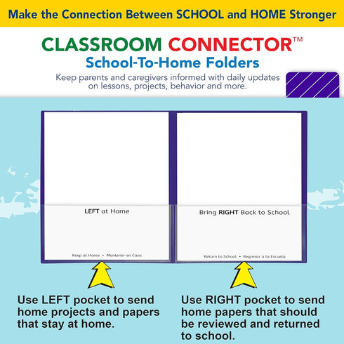 C-Line Classroom Connector School-to-Home Folders, Purple, 25 per Box (32009)