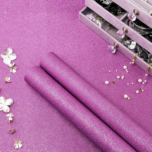 Amiya Purple Glitter Vinyl Contact Paper 17.3" 120" Self Adhesive Sparkly Stick and Peel Wallpaper Decorative Glittery Bling Wallpaper for Bedroom Living Room Walls by Amiya