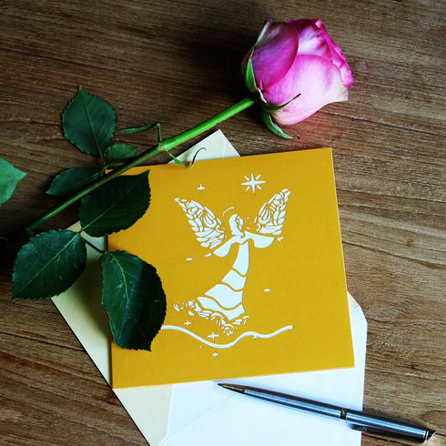 Dekali Designs Guardian Angel Pop Up Card, 3D Get Well Card, Funeral, Memorial, Christmas with Angel Blessing