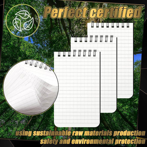 Jetec 12 Waterproof Spiral Notebook 3" x 5 Small Memo Pad Police Notepad Mini Weather Pocket Notebook Police Notepad Outdoors, 4 Different Inside Page by Jetec