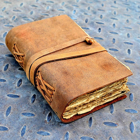 Vintage Leather Journal, Deckle Edge Rustic Paper, Best Leatherbound Pages Book of Shadows, Antique Calligraphy Notebook