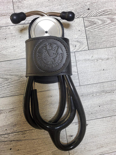 Stethoscope Holder Pro with Clip, Handmade in USA Genuine Leather, Perfect for Physicians, Nurses & Medical Students