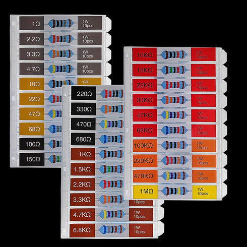 EEEEE 1W 30 Values 300pcs Metal Film Resistor Assortment Kit with 1% Individual Compartment Electrical Industrial