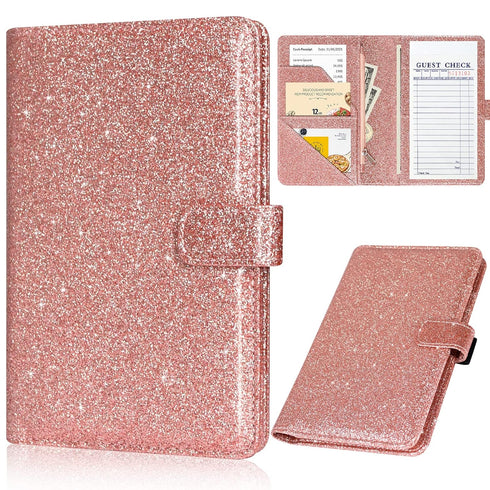 Server Book for Waitress - Leather Waiter Book Server Wallet with Zipper