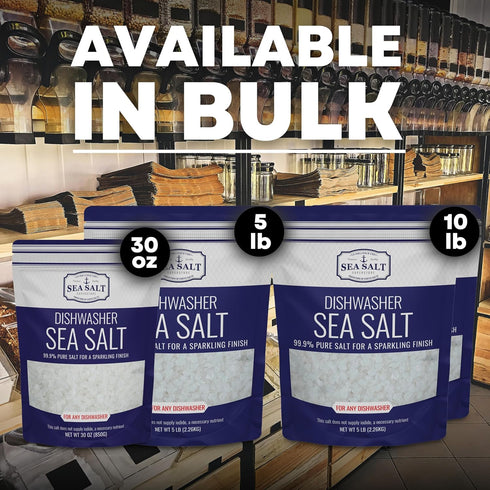 5 lb Dishwasher Salt, Natural Water Softener, Food Grade Coarse Sea Salt Compatible with Miele, Thermador, Whirlpool