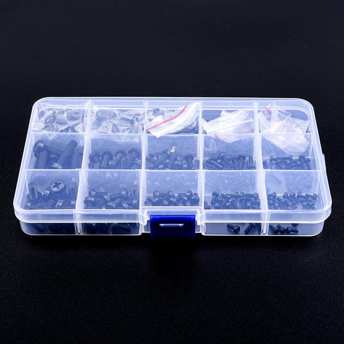 Readytosky M2 M2.5 M3 M4 M5 Nylon Screws Metric Machine Pan Round Head Plastic Screw Nut Bolt Assortment Kit, 510PCS