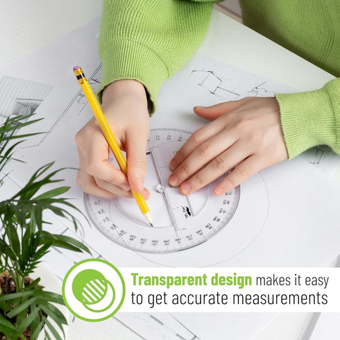 Mr. Pen 360 6 Inch, 2 Pack, - Degree Protractor, Clear Full-Circle Protractors for Precise Angle Measurement, Ideal