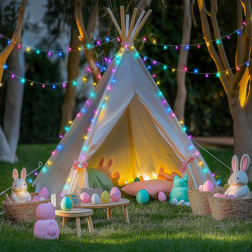 200 66 JMEXSUSS LED Easter Lights Outdoor Indoor for Decorations, Ft Connectable Pastel Easter Lights String Clear Wire