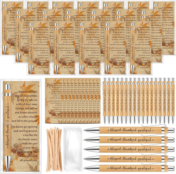 Epakh 50 Sets Fall Pens Gifts with Greeting Cards, Fall Party Favors for Adults Bulk Thanksgiving Pen Autumn Gift