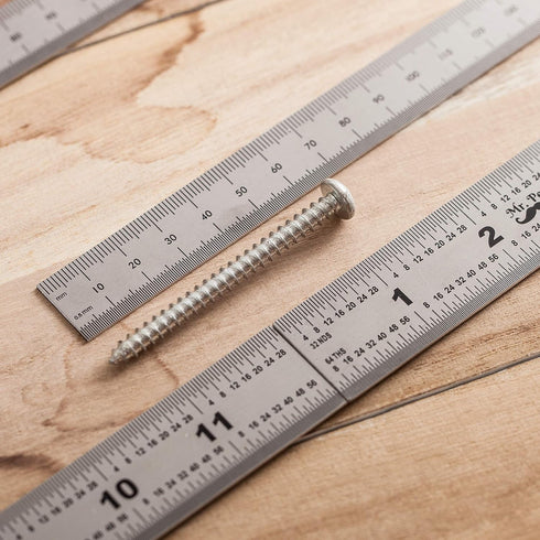Mr. Pen Machinist Ruler, 4 Pack (6, 8, 12, 14 inch), Stainless Steel Metric Ruler with Millimeter Measurements
