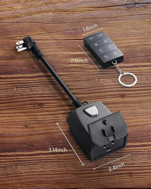 Dimmer 100FT IP44 Dimmer 4 150W Dimmable LED/300W Bulbs DEWENWILS Outdoor for String Lights, Remote Range, Waterproof
