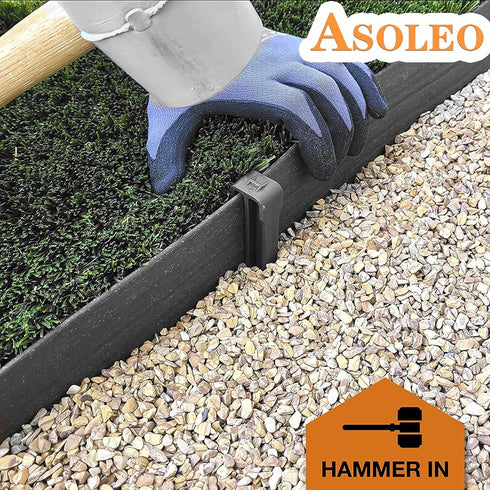 Garden Landscape Stakes 25 Pcs,10 Inch Lawn Edging Plastic Stakes for Outdoor Decorations,Edging & Terrace Board-Black by Asoleo