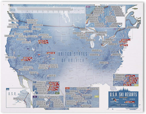Maps International Scratch Off USA Map – Skiing Print, 17 x 22 Inches