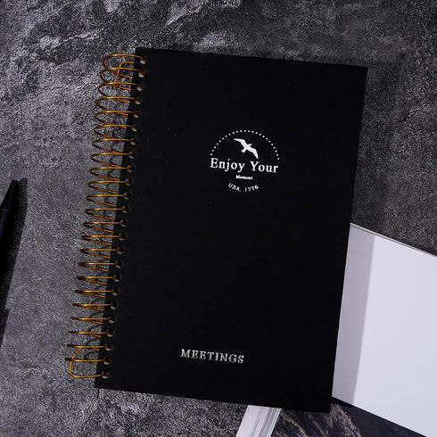 Meeting Notebook for Work, 120 Sheets Meeting Planner Organizer for Office Meeting Agenda, A5 Black Notebook