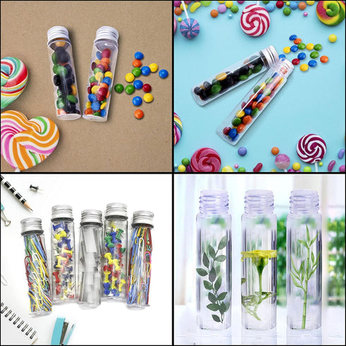 16 PCS Clear Plastic Test Tubes with Caps (50 ml) - 1.09×4.30 Inches for Candy, Beads, Powder Storage