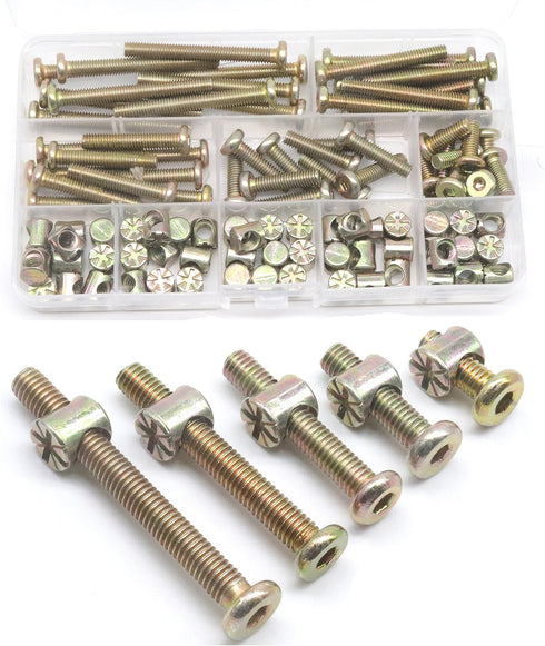 cSeao Baby Bed Screws Bolts Kit, M6 Hex Drive Socket Cap Bolts Barrel
