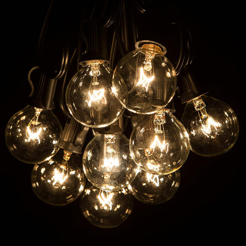 10 G40 Bulbs Hometown Evolution, Inc. Globe String Lights with Clear and Black Wire for Patio, Awning, Canopy, Porch