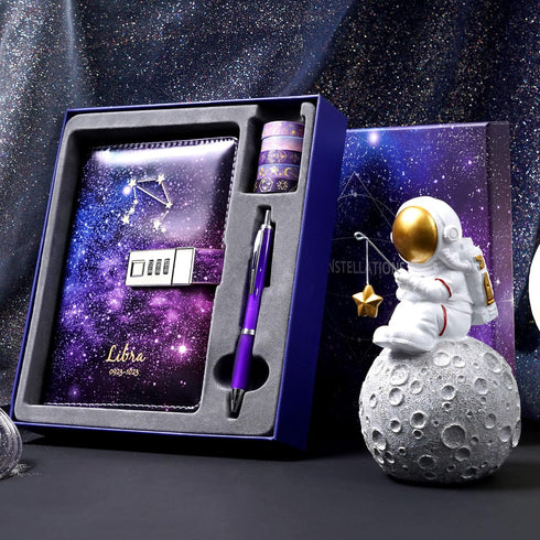 Starry Constellation Lock Diary Set - Gift Box with Pen & Tapes, Combination Lock Journal for Kids and Women