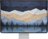 27-28" kwmobile Dust Cover for Monitor - Linen Monitor Protector with Design - Starry Night Lake White/Light Brown/Dark