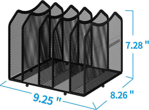 Simple Trending Mesh Desktop File Sorter, 5-Section Bookshelf for Home Office, Black