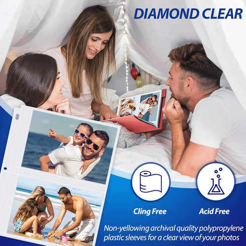 Better Office Products Photo Album Refill Sheets, 5 x 7 Inch, Heavyweight 3 Ring Photo Binder Page Refills