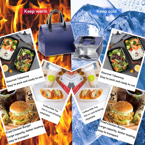 100 9.5 6 10 Pcs Insulated Take Away Bags, Disposable Lunch Bags For Food Takeaways, Coffee, Milk Tea, Seafood, Pizza