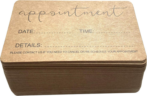 RXBC2011 Appointment Reminder Cards Kraft for Beauty, Makeup, Hair, Nail Salon, Barber Shop, Pack of 100
