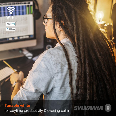 A19 Bulb, 7.5W 2700K, 1 Pack (75797) Sylvania WiFi LED Smart Light Efficient with Filament, for Alexa/Google Assistant